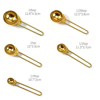 Stainless Steel Gold Measuring Cups and Spoons Set Stackable Premium Kitchen Tools for Coffee Baking Flour Home Accessories