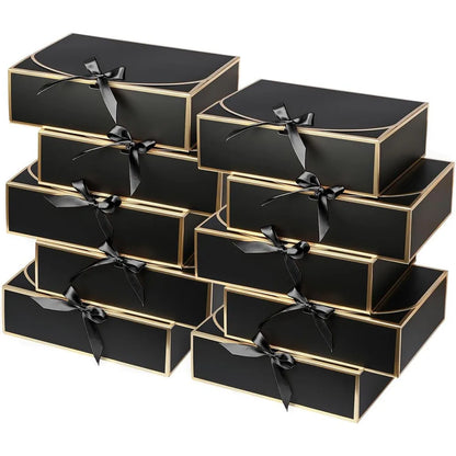 10pcs Elegant Butterfly Ribbon Gift Boxes for Lipstick Cosmetics Jewelry Birthday Party Gift Packaging with Gold Silver Edging