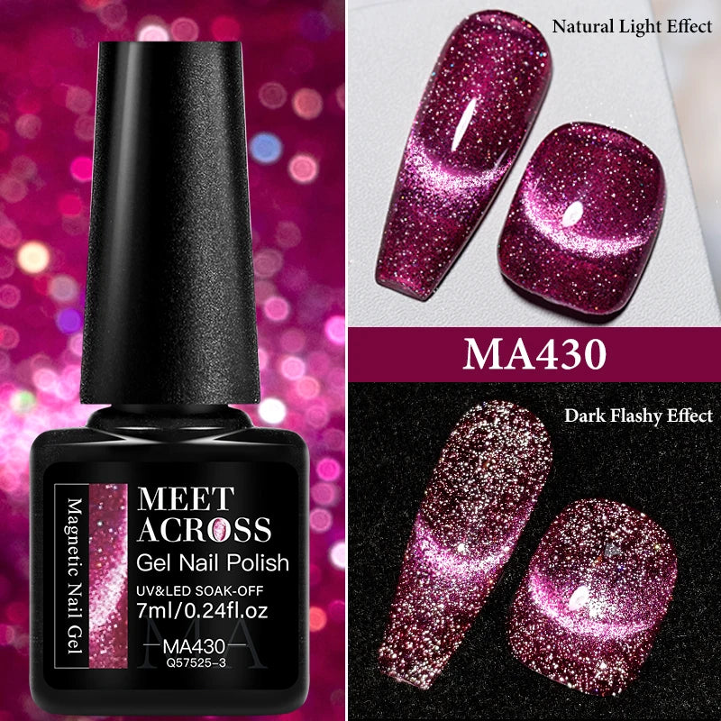 7ml Red Series Cat Magnetic Gel Nail Polish Sparkle Glitter Semi Permanent Nail Art UV Gel Varnish Manicure For Valentines Nails