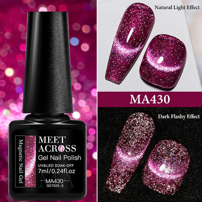 7ml Red Series Cat Magnetic Gel Nail Polish Sparkle Glitter Semi Permanent Nail Art UV Gel Varnish Manicure For Valentines Nails