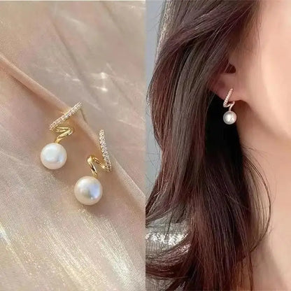 925 Silver Needle Korean Fashion Double V Crystal Earrings For Women Jewelry 2026 Trending Luxury Women's Earrings Behind Ear