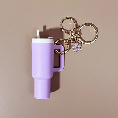 Mini Stanley Cup Keychain Creative Coin Chapstick Storage Box Accessories Key Holder Backpack Tumbler Handle Decoration