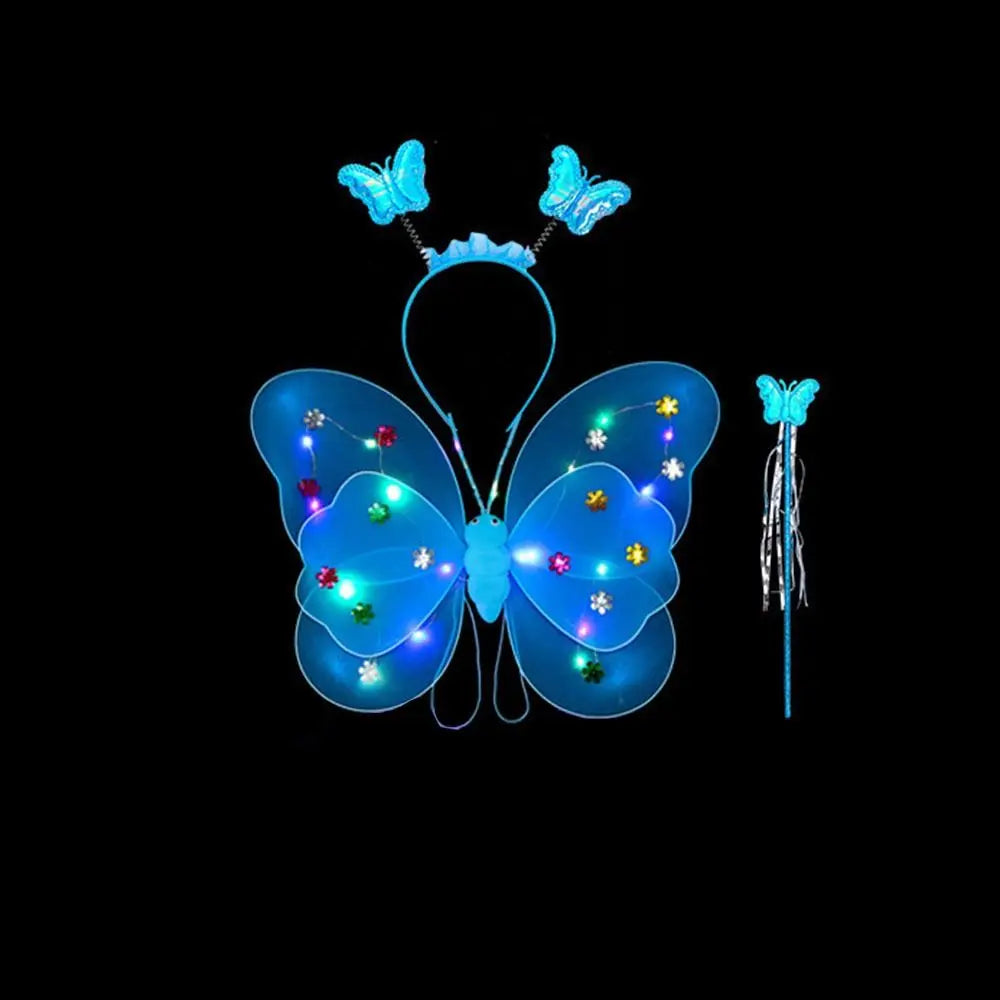 Luminous Wings Flashing Butterfly Skirt Lights Suit LED Children Costume Props Girls Skirts Angel 2-8year Easter Valentines Day