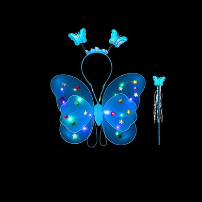 Luminous Wings Flashing Butterfly Skirt Lights Suit LED Children Costume Props Girls Skirts Angel 2-8year Easter Valentines Day