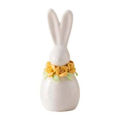 Easter Egg Shell Rabbit Ornaments Home Bedroom Ceramic Crafts Tabletop Scene Decoration Easter Bunny Figurines