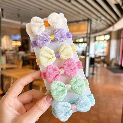 6/12Pcs/Set Cute Bow flower Rubber Elastic Hair Bands Girls Not Hurt Hair Small Scrunchie Kids Sweet Hair Ties Hair Accessories