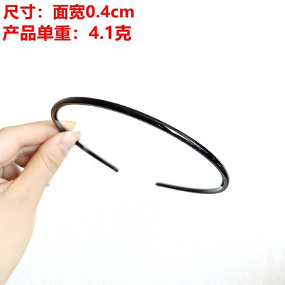 10 Black Plastic Narrow Thin Plain Hair band Headband 4-15mm With Teeth
