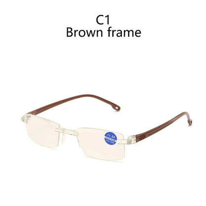 Diopter +1.0 +1.5 +2.0 +2.5 +3.5 +4.0 Frameless Anti-blue Light Reading Glasses Women Men Ladies Presbyopia Eyewear Frames