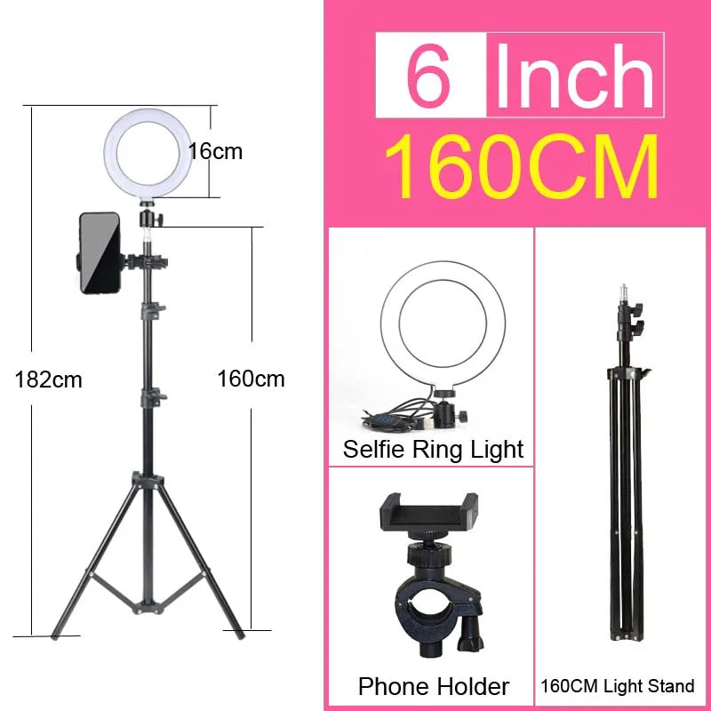 6-14" Ring Light 10 Dimming Levels 22 Modes Professinonal Fill Light 3CCT/RGB with Tripod & Phone/IPad Holder For Live streaming