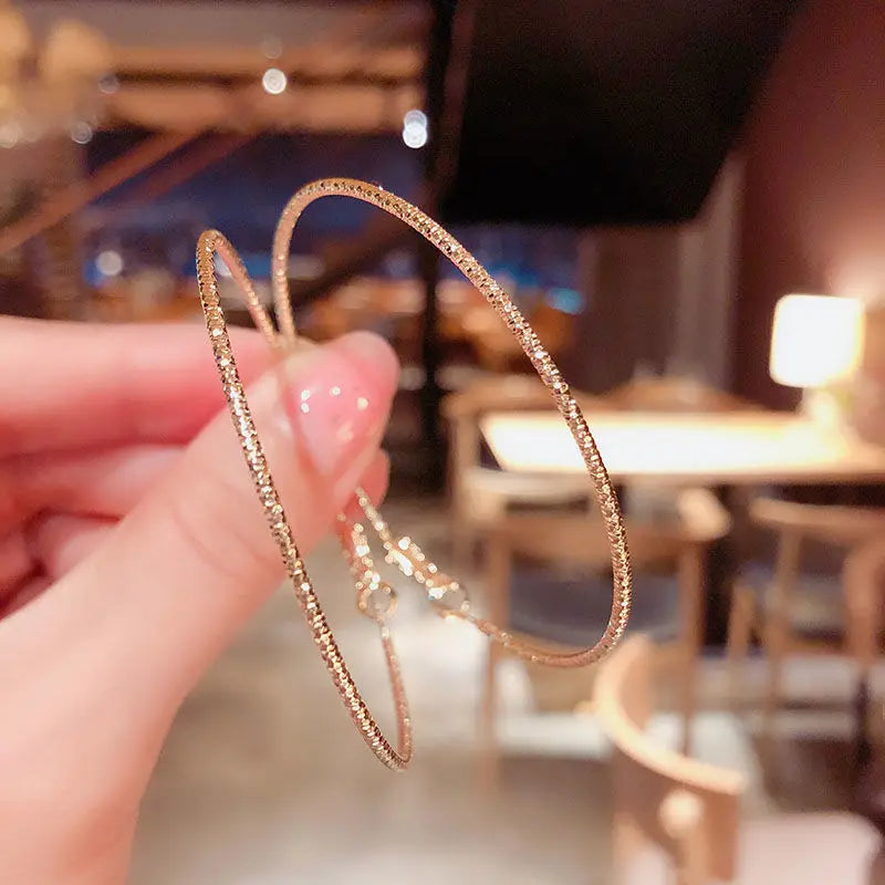 Simple Big Metal Hoop Earrings for Women Jewelry Gift Carve Serrations Round Circle Earrings Trendy Exaggerate Statement Earring
