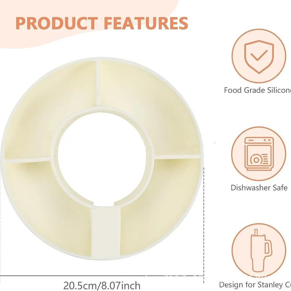 New Silicone Snack Bowl with Cover for Stanley 40oz Divided Snack Tray 4 Divided Snack Plates Stanley Cup Accessories 1PC