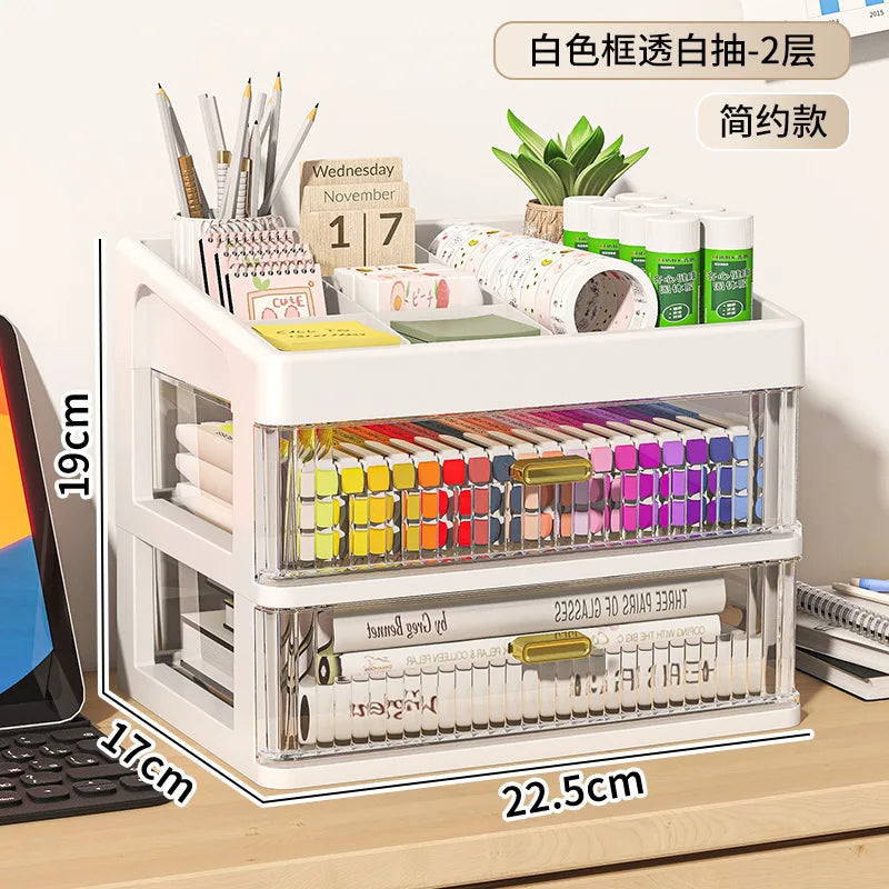 Desktop Organizer Box Multi-Layer Storage for Office Stationery Pencils Student Supplies Bedroom Study Desk Organization