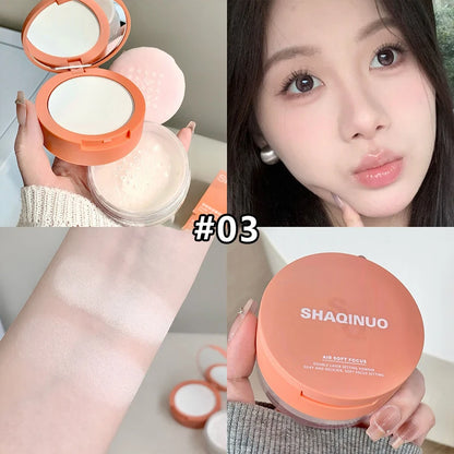Matte Full Coverage Pressed Powder Loose Powder with Puff 24H Long Lasting Waterproof Oil Control Natural Setting Powder Makeup