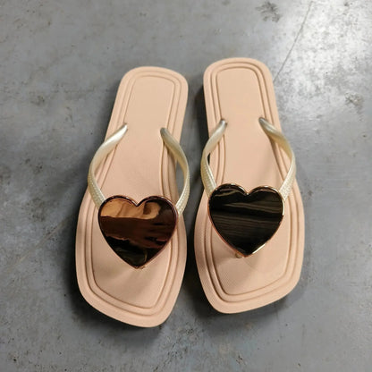 Casual Sandals Women's Outdoor Beach Simple Solid Color Flip Flops Comfortable Fashionable Summer Slippers for Ladies