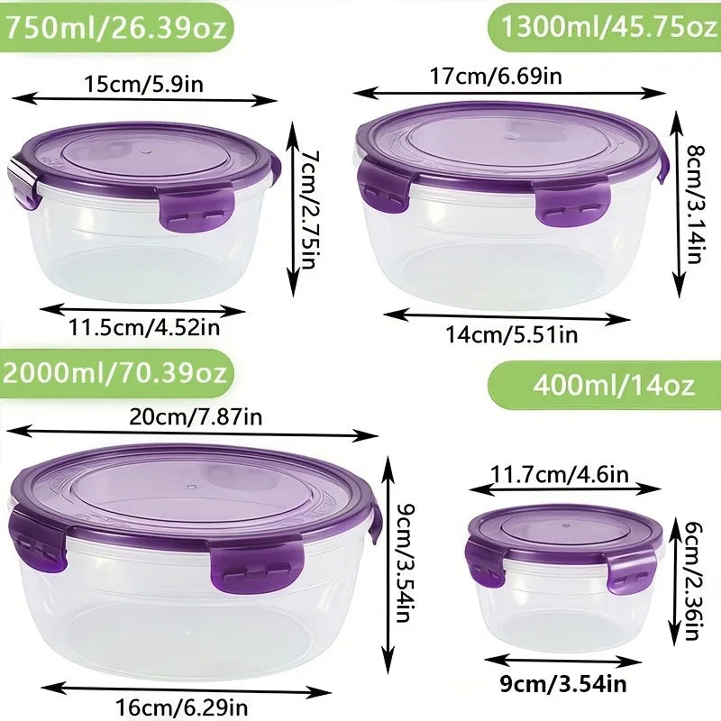 8-Piece Stackable Food Storage Containers Set BPA-Free Leakproof Airtight for Snacks Fruits Vegetables Meat( 4 Boxes+4 Lids)