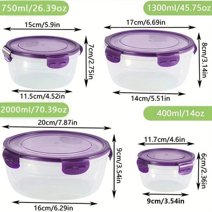 8-Piece Stackable Food Storage Containers Set BPA-Free Leakproof Airtight for Snacks Fruits Vegetables Meat( 4 Boxes+4 Lids)