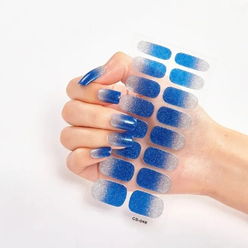 16Tips Nude Semi-Cured Gel Nail Wraps Sticker Long-Lasting UV LED Lamp French Nail Decal Full Cover Waterproof Semi-Cured Sticke