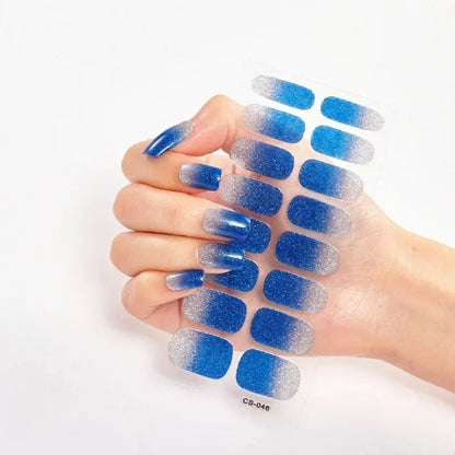 16Tips Nude Semi-Cured Gel Nail Wraps Sticker Long-Lasting UV LED Lamp French Nail Decal Full Cover Waterproof Semi-Cured Sticke