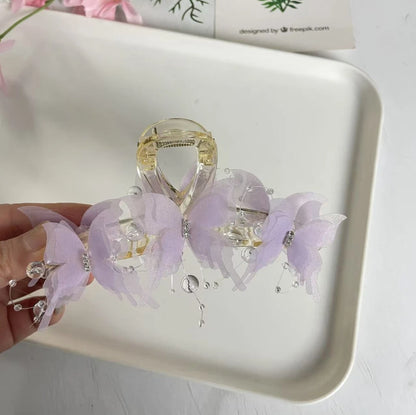 New Butterfly Large Hair Claw for Thick Hair Claws Crab Women Sweet Pink Hairpin Ponytail Hair Clip Claw Accessories