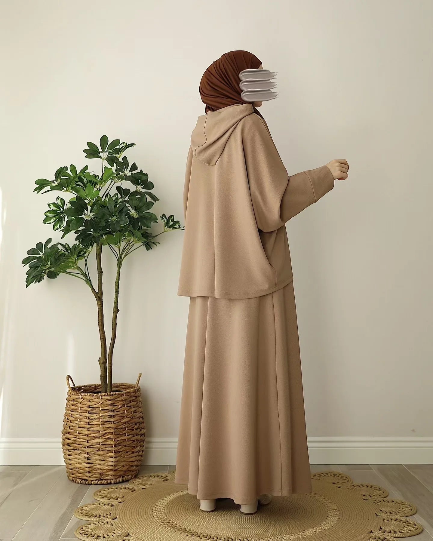 2pcs Knit Muslim Sets Womem Jilbab Casual Abaya Hooded Tops+Skirts Suits 2 Piece Hijab Set Kaftan 2026 Ramadan Eid Islam Clothes