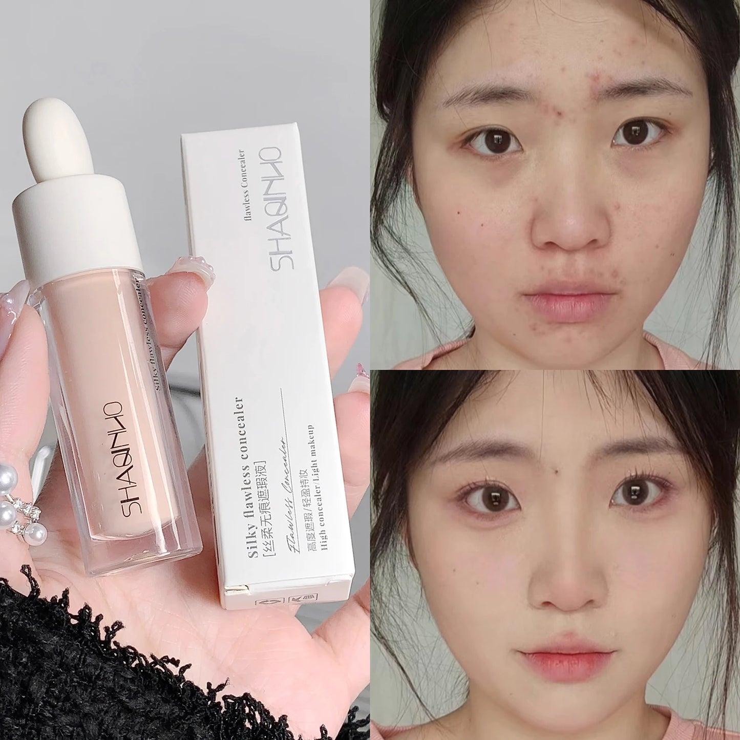 3 Colors Silky Concealer Olive Cream Texture Cover Acne Marks Spots Dark Eye Circles Face Brightening Skin Whitening Foundation