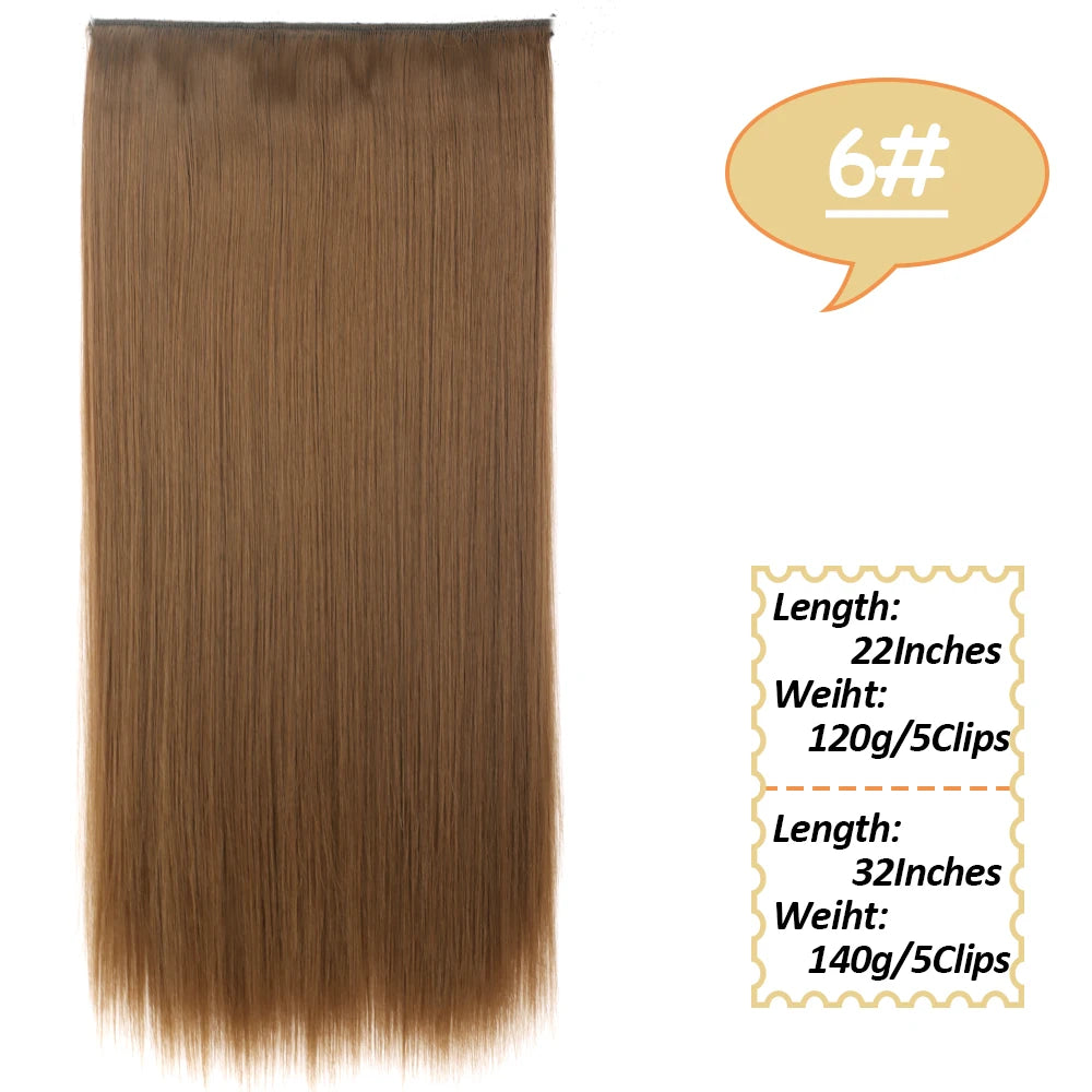 NICESY Synthetic Long Wavy 5 Clips Hair Extensions 22Inch/32Inch Clip On Hair Extensions High Tempreture Fake For Women