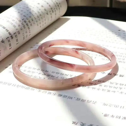2PCS Imitation Natural Jade Solid Color Jingle Bangles Vintage Palace Simple Glass Bracelet Chinese Style Ancient Jewelry Gifts