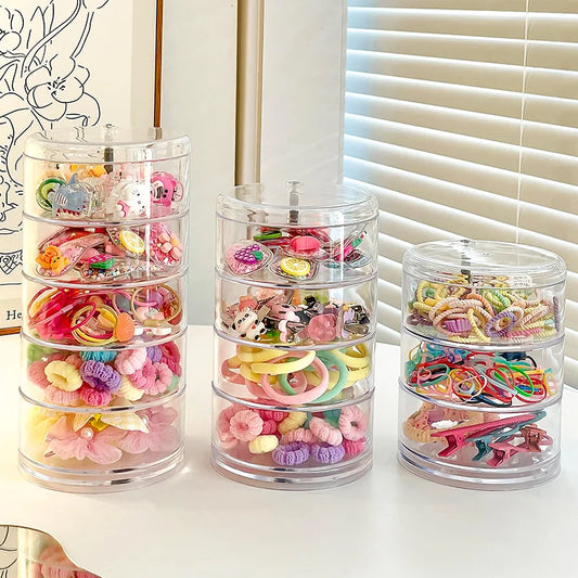 Acrylic Hair Accessories Organizer Box Baby Girls Hair Ties Clips Storage Case Modern Minimalist Design Pure Color Dividers