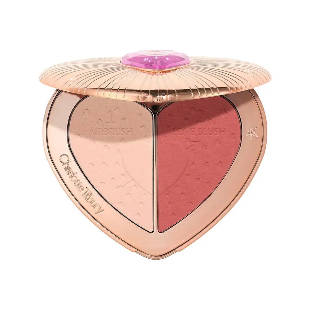 C/T Lasting Shimmer Highlighter Powder Moisture Oil Control Nature Show Complexion Two-color Heart Shape Powder Blusher