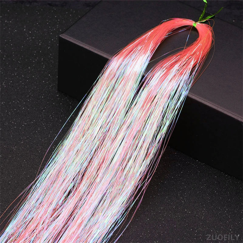 Sparkle Shiny Hair Tinsel Rainbow Strands Dazzles Women Hippie for Braiding Headdress False Hair Extensions Decor Glitter Strips
