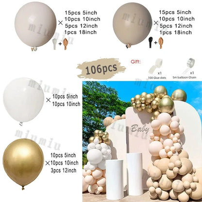 Beige Cream White Boho Balloon Garland Arch Kit Sand White Engagement Wedding Birthday Party Baby Shower Decoration Balloons