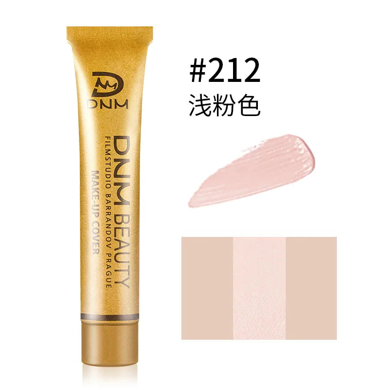 DNM Small Gold Tube Concealer Foundation Balm Covers Acne Scars, Freckle Scars Tattoo Redness Dark Circles Freckle Powder Makeup