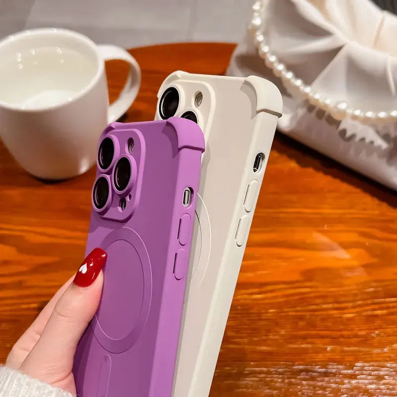 Magnetic Shockproof Silicone Bumper Phone Case For iPhone 17 16 15 14 13 12 Pro Max Plus For Magsafe Wireless Charge Cases Cover