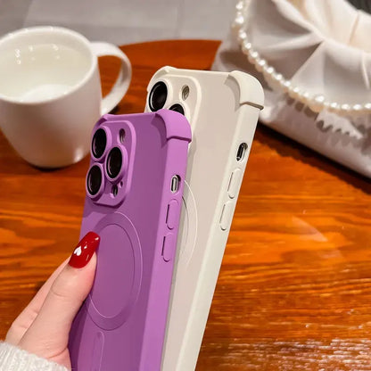 Magnetic Shockproof Silicone Bumper Phone Case For iPhone 17 16 15 14 13 12 Pro Max Plus For Magsafe Wireless Charge Cases Cover