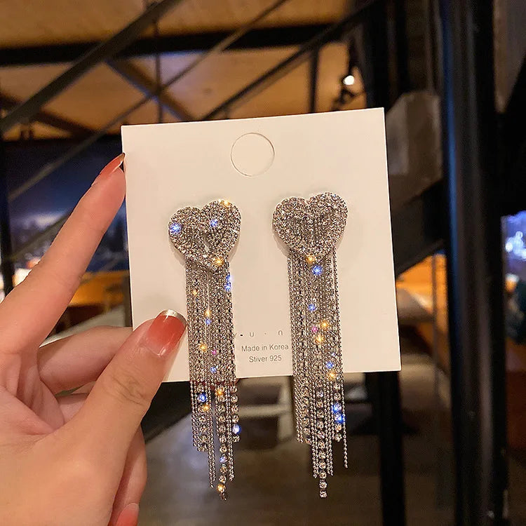 2023 New Fashion Trend Unique Design Delicate Elegant Green Zircon Tassel Earrings Women High Jewelry Wedding Party Gifts