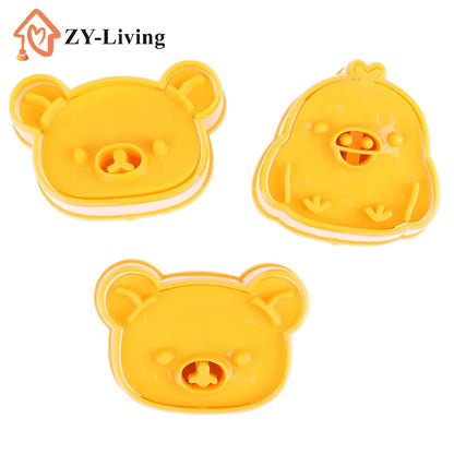3Pcs/Set Cute Bear Sandwich Mold Bread Cake Biscuit Embossing Device Crust Cookie Cutter Baking Pastry Tools