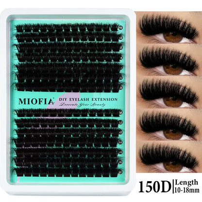 MIOFIA Lashes Cluster Natural Fluffy Volume Individual Eyelash 60D 80D 100D Thick Cat Eye Lashes Mixed Tray DIY Lash Extension