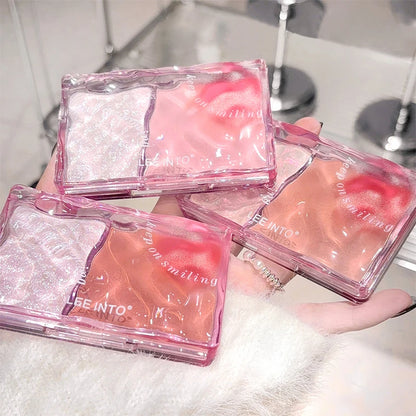LEEINTO light sweet energy high gloss blush disk pearl fine flash bright makeup does not fly powder to show tender rouge