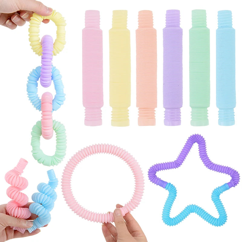 6-24Pcs Funny Pop Tubes Pipe Fidget Sensory Antistress Toys for Children Adults Birthday Party Favors Pinata Filler Goodie Bag