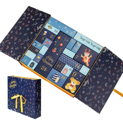 24 Days Refillable Calendar Christmas Boxes Empty Countdown Calendar Foldable New Year Holiday Box For Candy Window Fireplace
