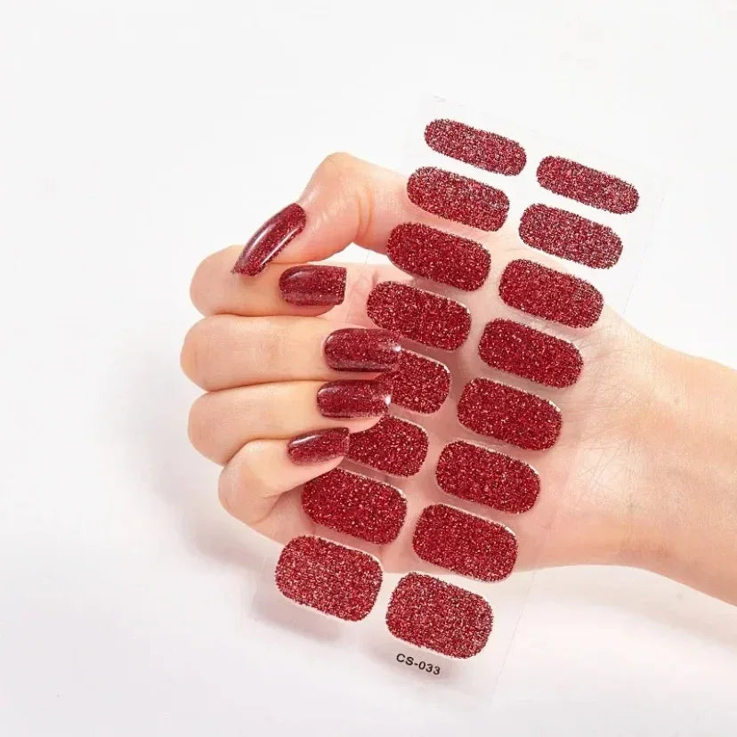 16Tips Nude Semi-Cured Gel Nail Wraps Sticker Long-Lasting UV LED Lamp French Nail Decal Full Cover Waterproof Semi-Cured Sticke
