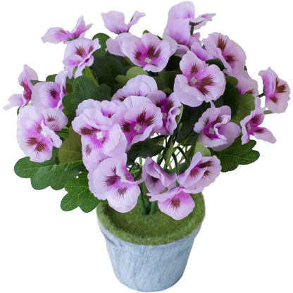 Spring Artificial Decorative Pansy Artificial Flower with Natural Stem Finish for Placement in Shelf Tabletop or Hanging Display