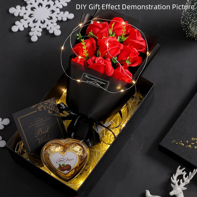 3/6/9 Heads Rose Soap Flower Bouquet Valentine'S Day Artificial Flower Bouquet Gift Women/Men Valentine Day Gift Wedding Decor
