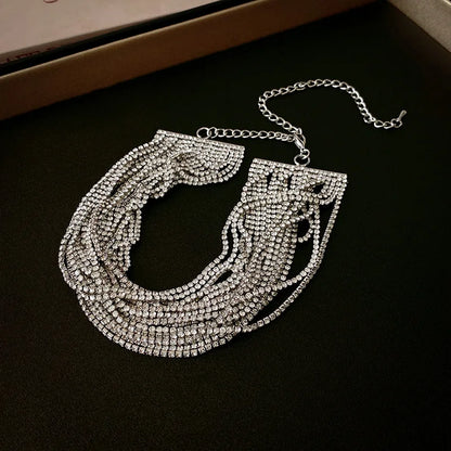 Luxury Colorful Crystal Chokers Necklaces for Women Multilayer Gold Color Chain Rhinestone Necklaces Statements Jewelry