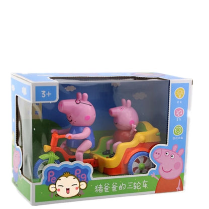 Battery Operated Pink Piggy Ride On Toy Electric Music Car for Kids Cute Pig Daddy Tricycle