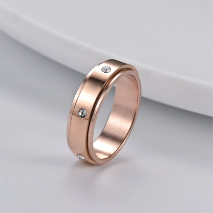 ZAKOL Single Row Square Zircon Rotating Ring for Women Shiny Crystal CZ Starry Couple Rings Aesthetic Creative Jewelry Gift