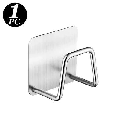1/10pcs Kitchen Stainless Steel Sink Sponges Holder Self Adhesive Drain Drying Rack Shelf Household Wall Hooks Storage Organizer