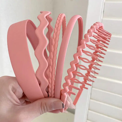 5/9pc Anti slip Toothed Hair Band Set Women's Men's Simple Frame Head Shampoo bangs Broken Hair Pressing Bracket Scrub Ornament