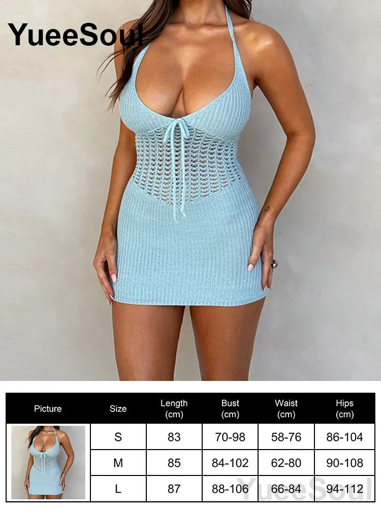 Blue Mini Dress Summer Sleeveless Slim Sexy Women Dresses 2025 New Sweet Cute Evening Party Casual High Street Y2K Dress