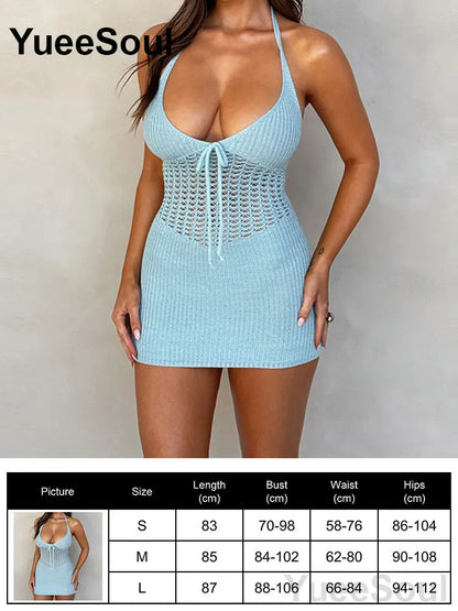 Blue Mini Dress Summer Sleeveless Slim Sexy Women Dresses 2025 New Sweet Cute Evening Party Casual High Street Y2K Dress